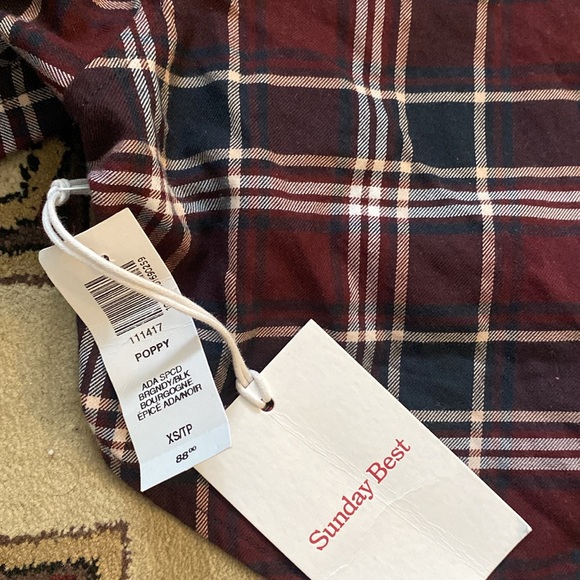 NWT Aritzia Sunday Best Poppy Shirt in “Ada Spcd Brgndy/Blk” - size XS - Picture 6 of 6